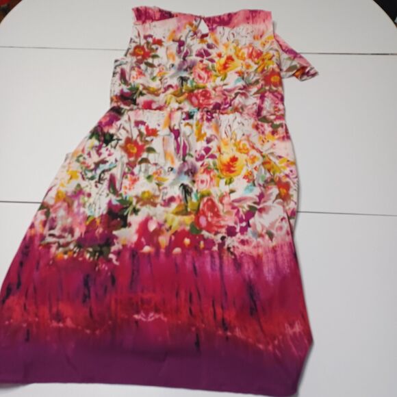 Trully Dress Womens 12 White Colorful Floral Fit Sleeveless Knee Length Lined - Picture 2 of 12